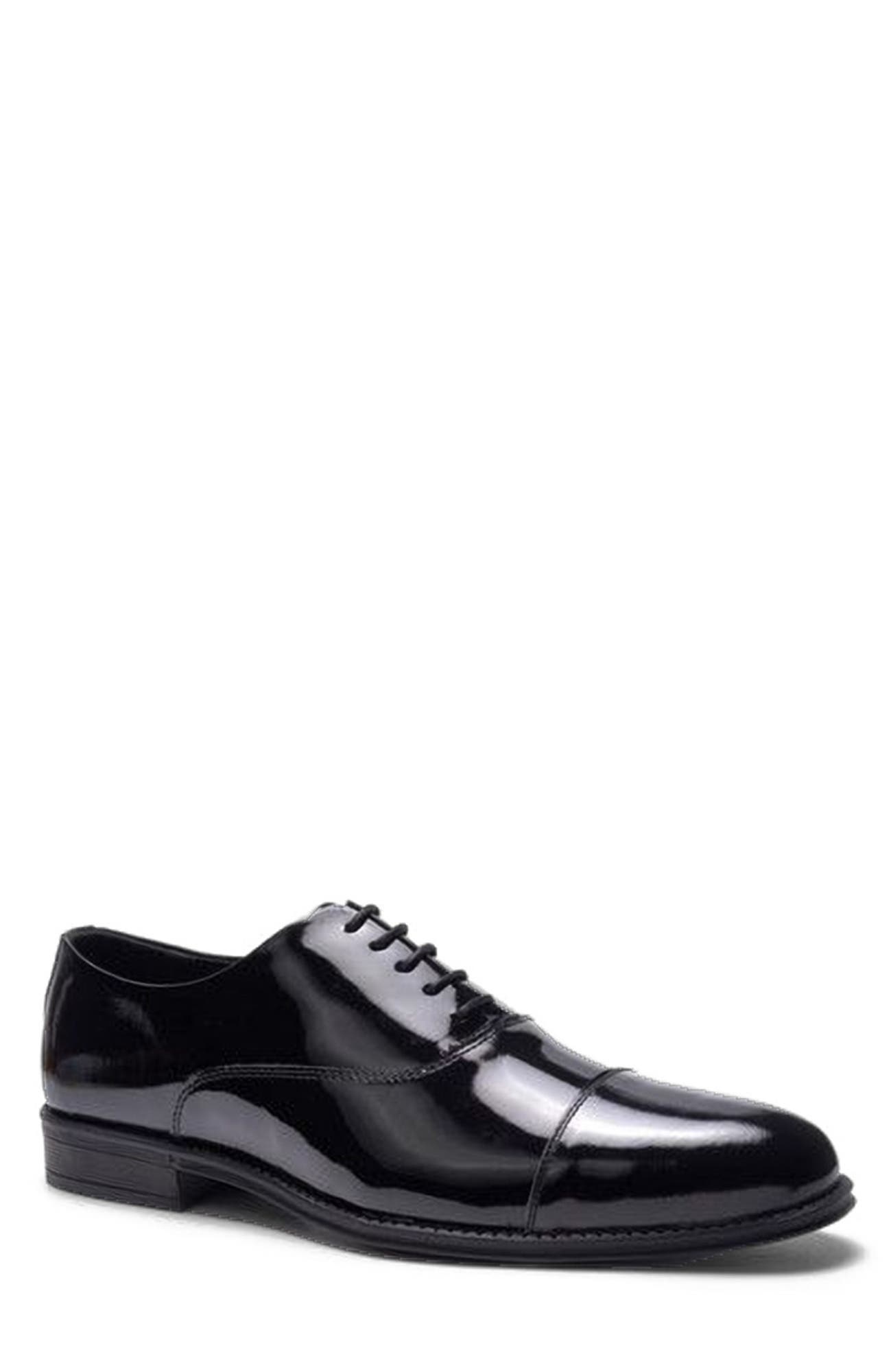 A. Veer Nero Cap-toe Oxford, Alternate, color, Black Leather
