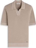 Bugatchi Johnny Collar Basket Stitch Cotton Blend Polo Sweater