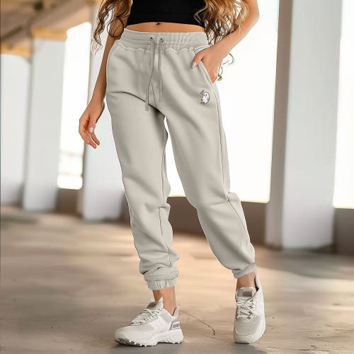 Dalix Womens Heartly Ghost Embroidered Fleece Sweatpants In Bone