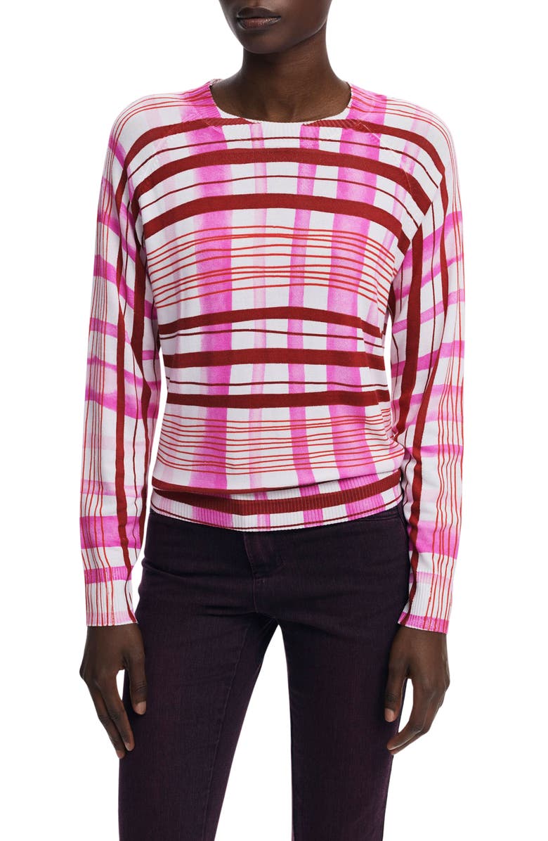 Desigual Stripe Crewneck Sweater, Main, color, Pink