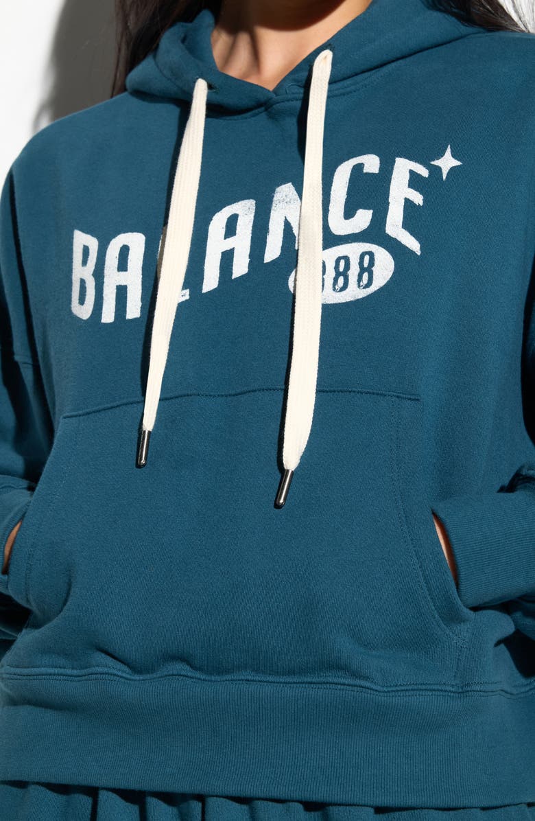 Spiritual Gangster Balance Olsen Crop Graphic Hoodie, Alternate, color, Midnight Teal