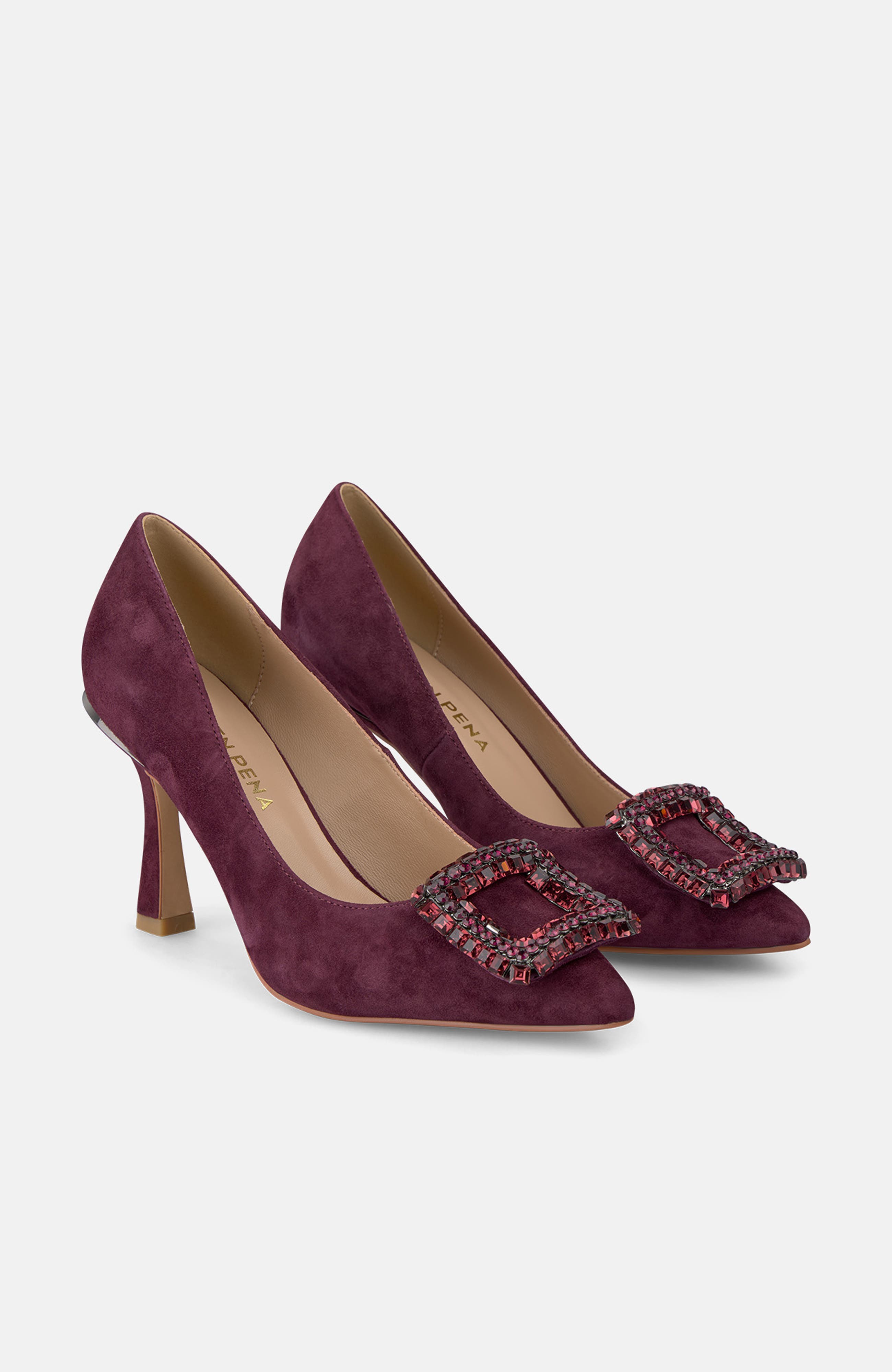 High Heel Shoe Brooch, Main, color, Wine