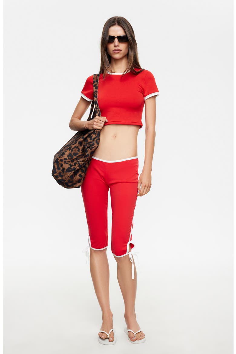 Sunset Low Rise Capri Leggings, Alternate, color, CRIMSON