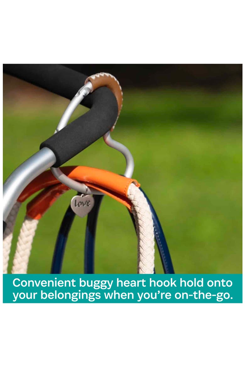 Heart Shaped Stroller Hook, Alternate, color, SILVER/ BROWN