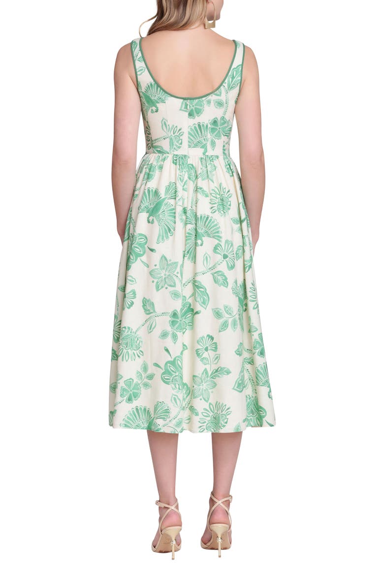 Floral Print Panel Midi Dress, Alternate, color, PARROT FAN