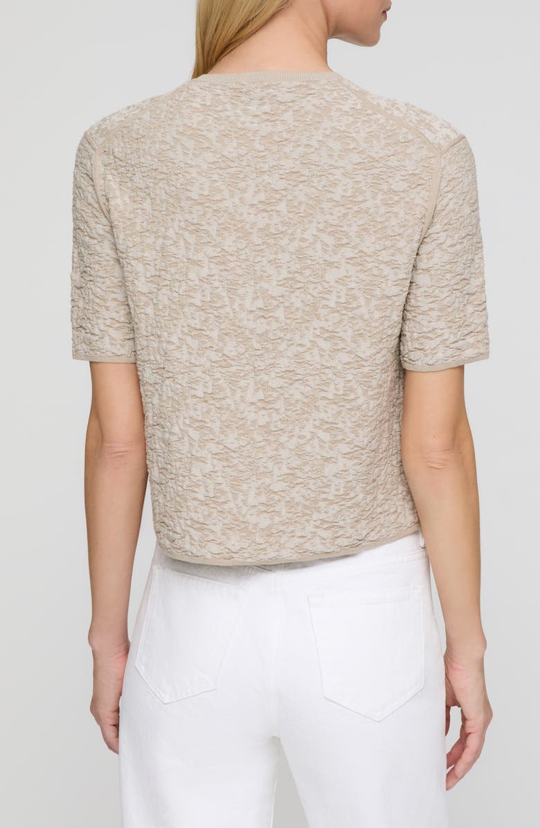 Lafayette 148 New York Textured Jacquard Short Sleeve Crewneck Sweater, Alternate, color, Pearl