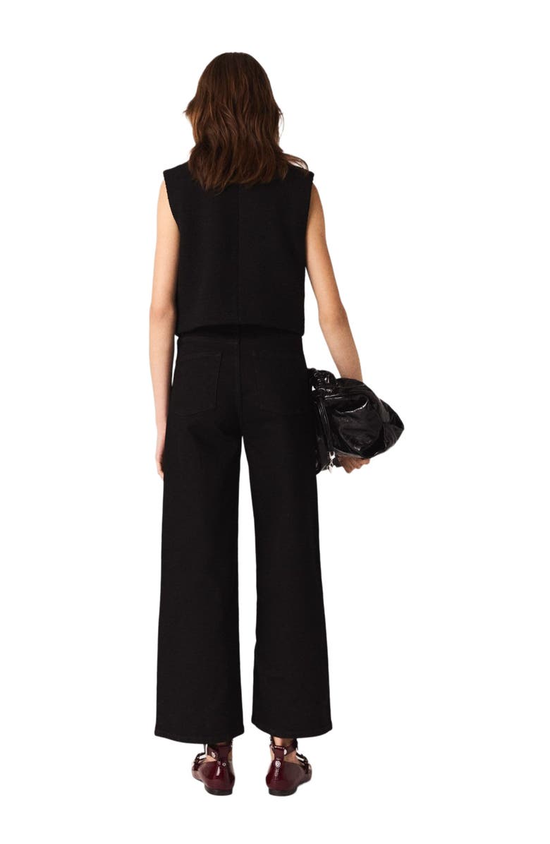 maje Tweed top with removable collar, Alternate, color, Black