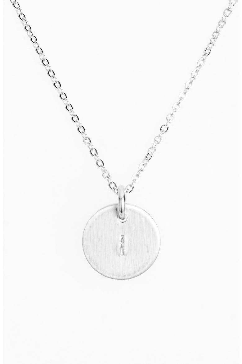 Sterling Silver Initial Mini Disc Necklace, Main, color, STERLING SILVER I