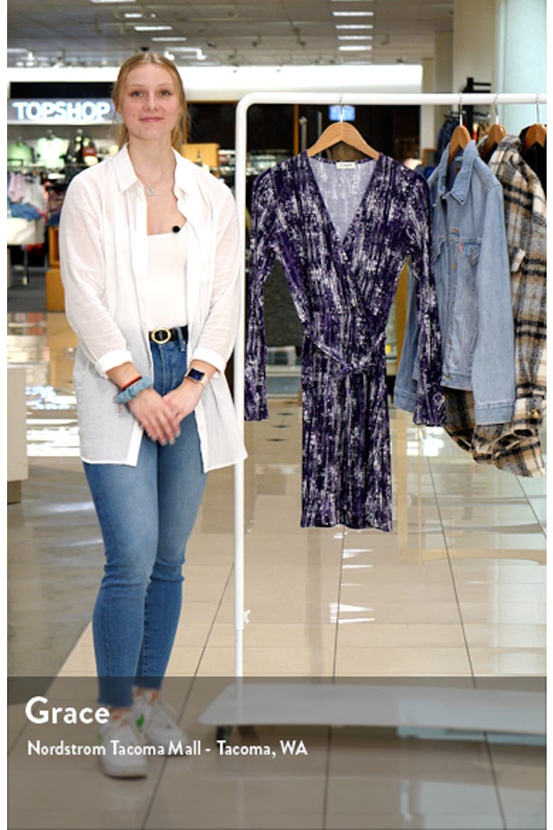 Dot Long Sleeve Faux Wrap Dress video