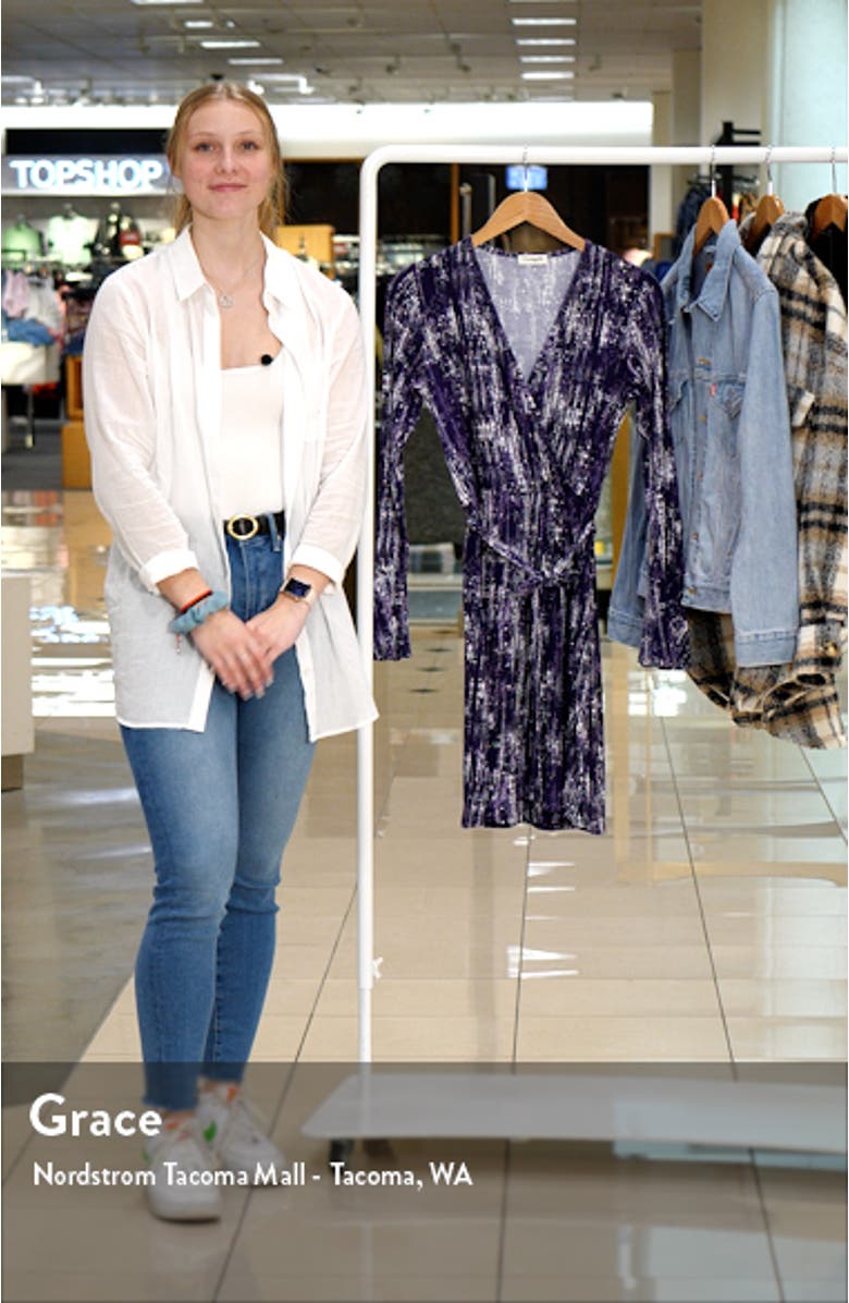 Dot Long Sleeve Faux Wrap Dress, sales video thumbnail