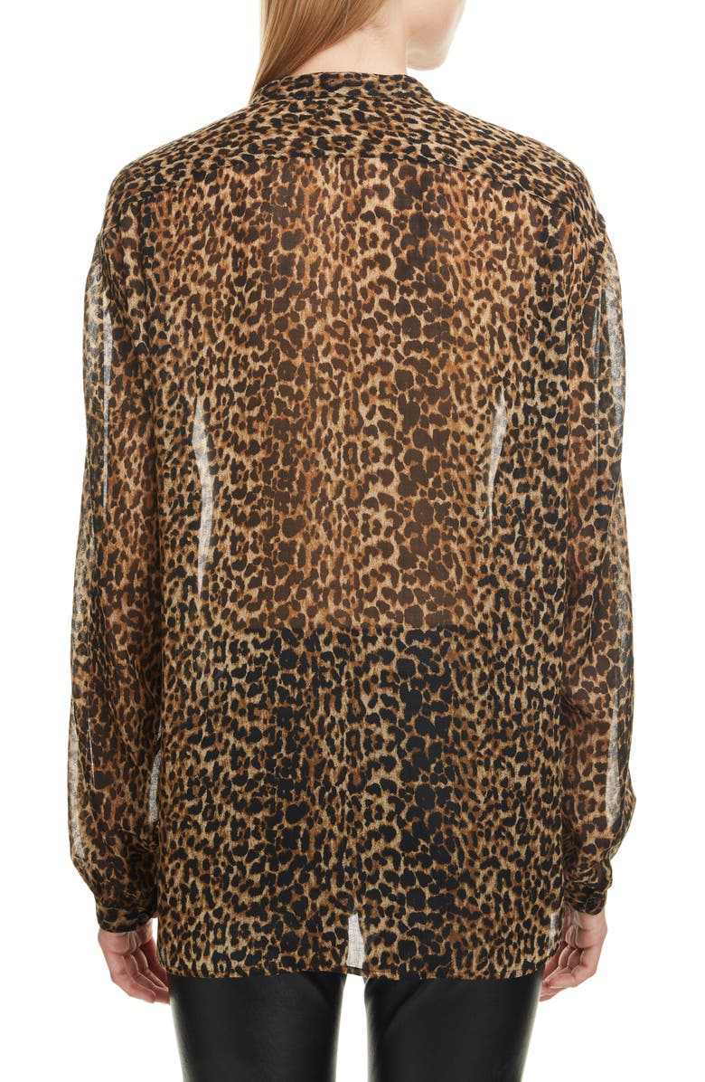 Saint Laurent Leopard Print Wool Tunic, Alternate, color, 