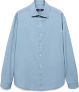 MANGO Cotton Chambray Button-Up Shirt