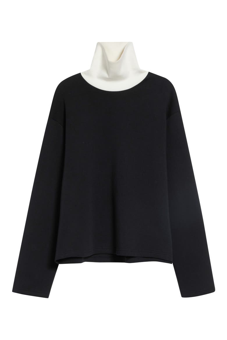 Contrast Jersey Turtleneck, Alternate, color, BLACK/ WHITE