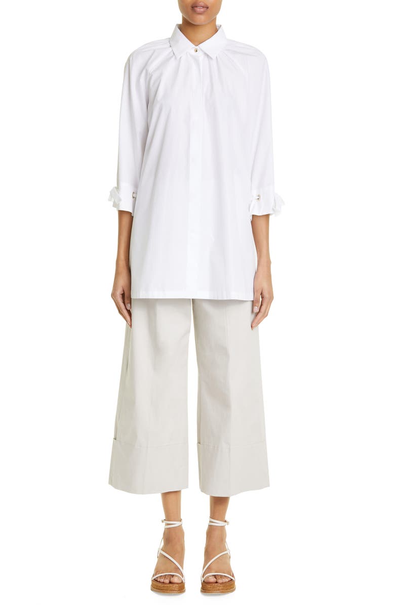 Max Mara Pina Crop Cuff Wide Leg Stretch Cotton Trousers, Alternate, color,