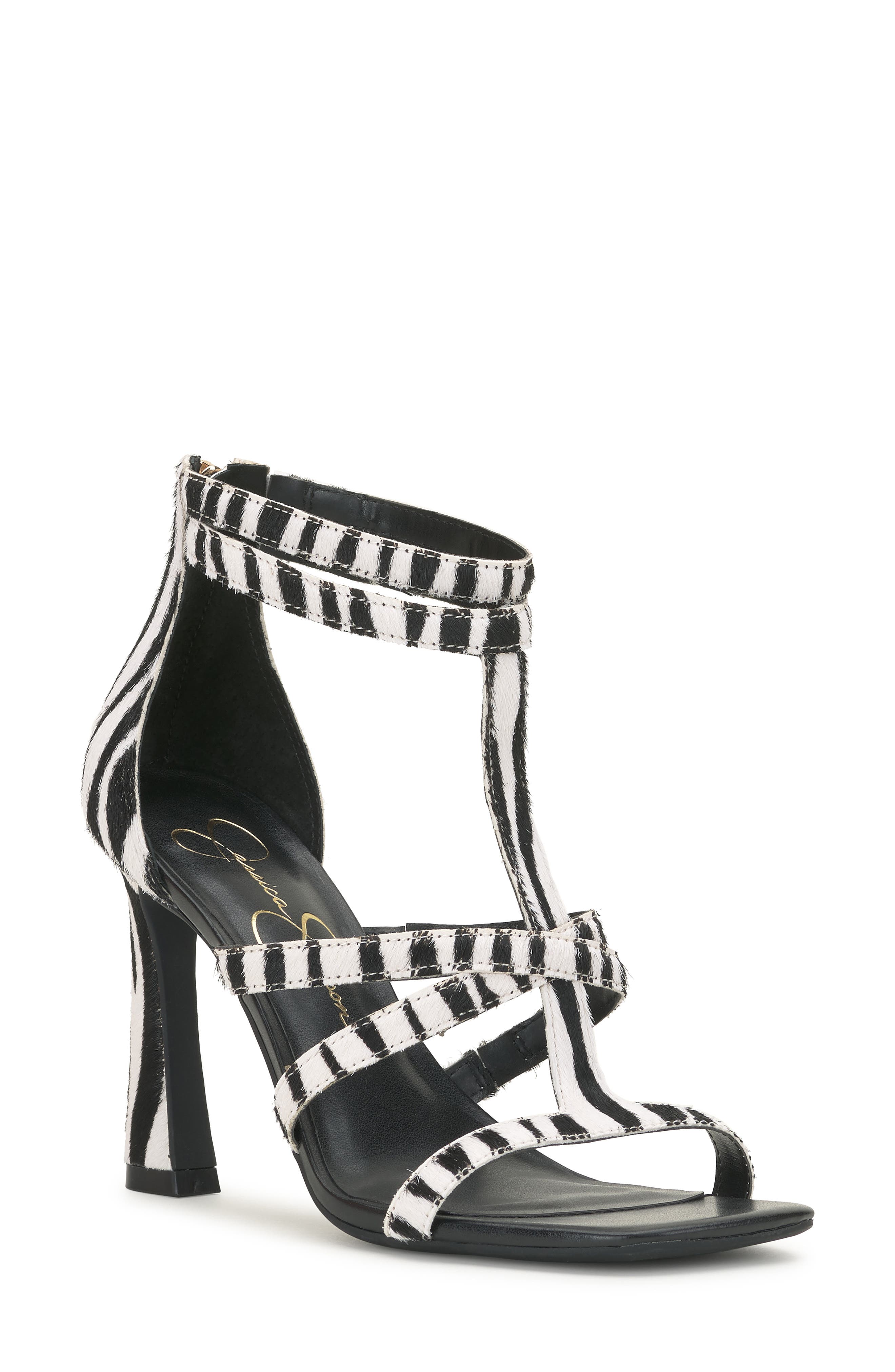 Jessica Simpson Aaralyn Strappy Sandal, Main, color, Black/ White