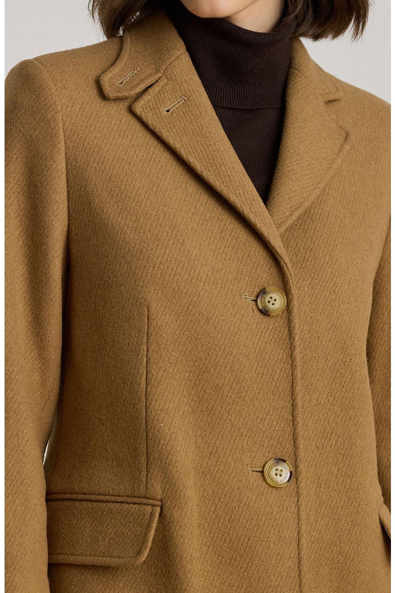 Longline Wool Blend Twill Coat, Alternate, color, CAMEL