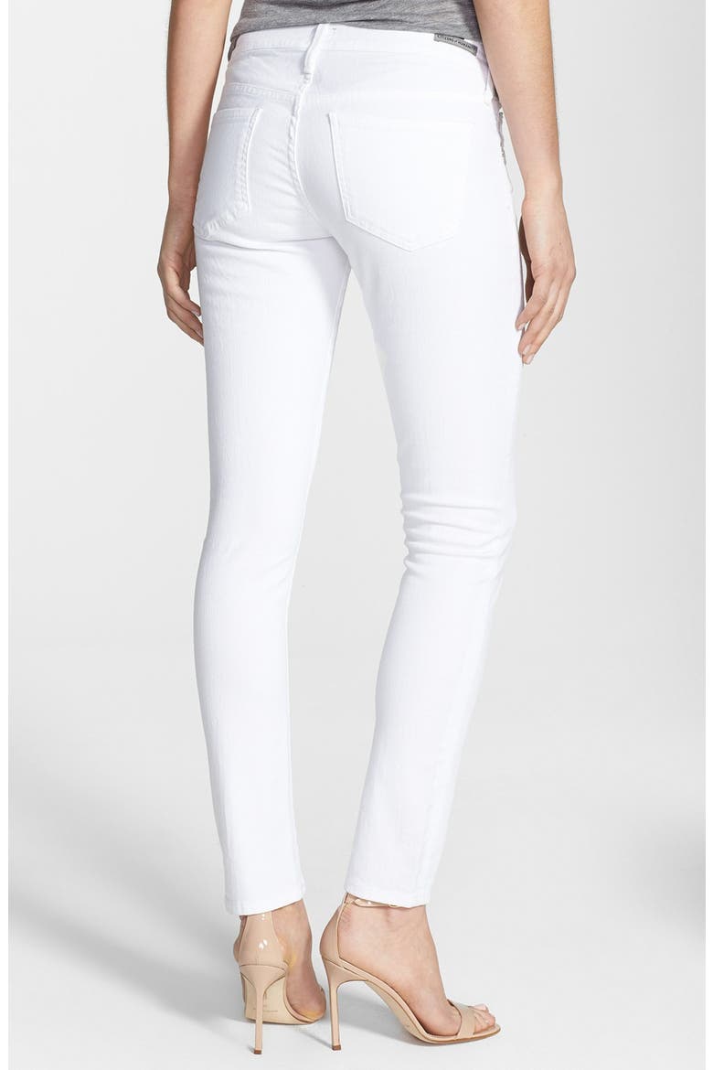 'Racer' Low Rise Skinny Jeans, Alternate, color, SANTORINI WHITE