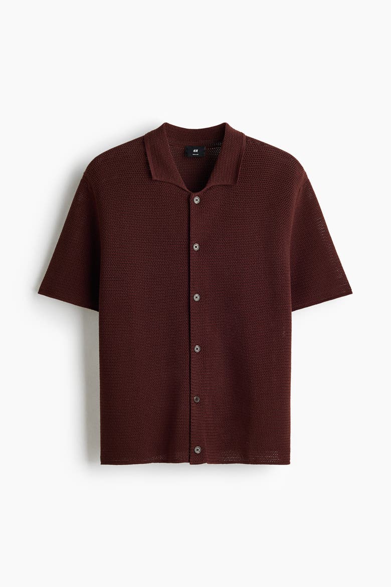 Regular Fit Hole-knit Shirt, Alternate, color, Dark brown