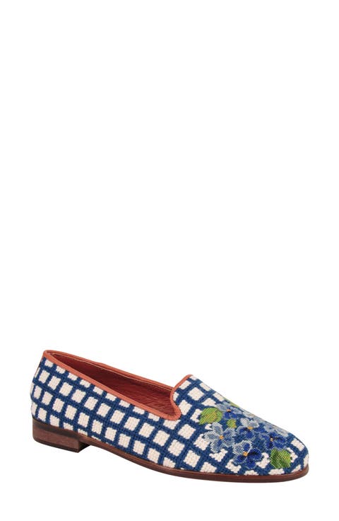 Needlepoint Checkered Hydrangea Flat (Women)