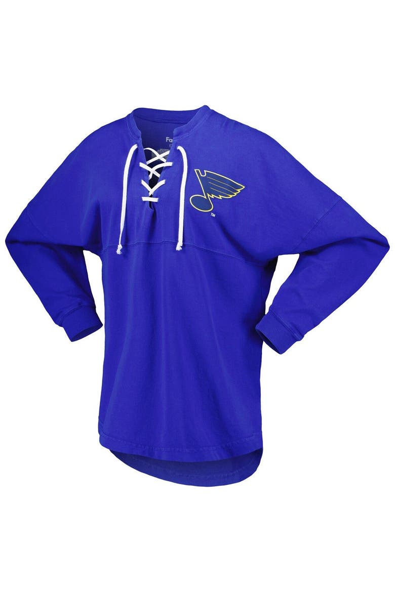 Women's Fanatics Branded Blue St. Louis Blues Spirit Lace-Up V-Neck Long Sleeve Jersey T-Shirt, Alternate, color, Blue