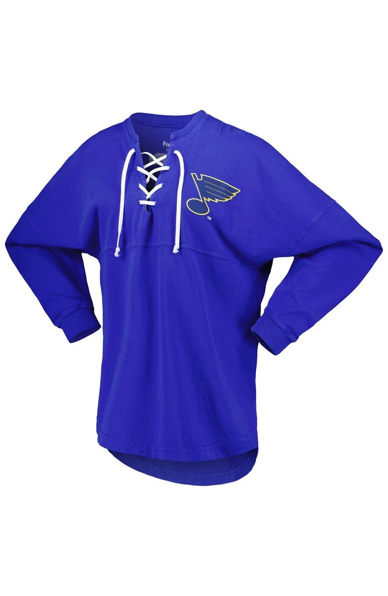 FANATICS Women's Fanatics Branded Blue St. Louis Blues Spirit Lace-Up V-Neck Long Sleeve Jersey T-Shirt, Alternate, color, Blue