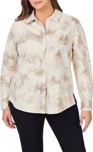 Foxcroft Zoey Tie Dye Cotton Button-Up Shirt