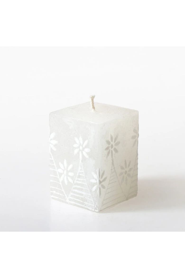 White on White Painted Cube Candle, Main, color, White On White - 2x2x3"