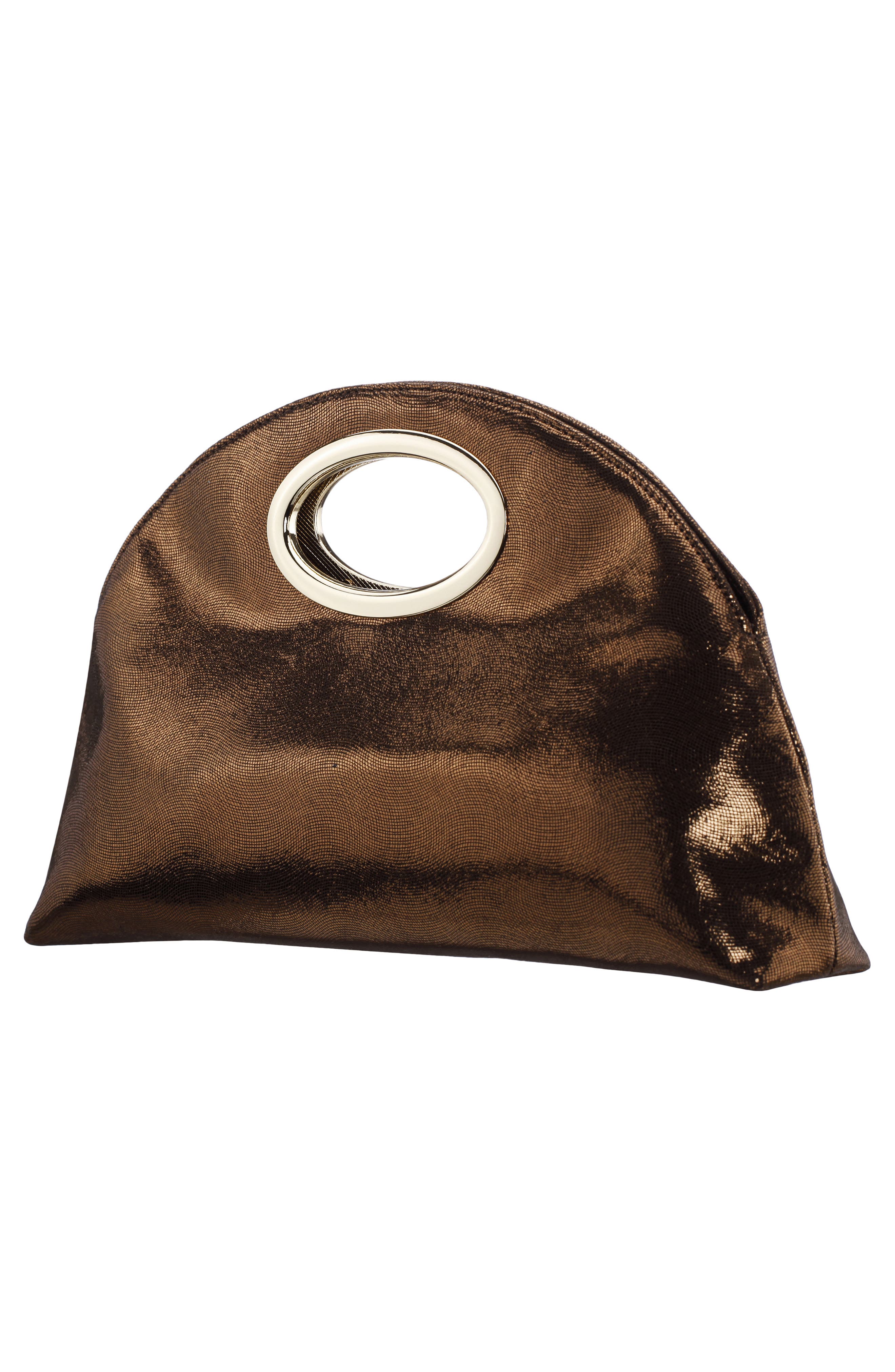 Jael Top Handle Clutch, Alternate, color, BRONZE