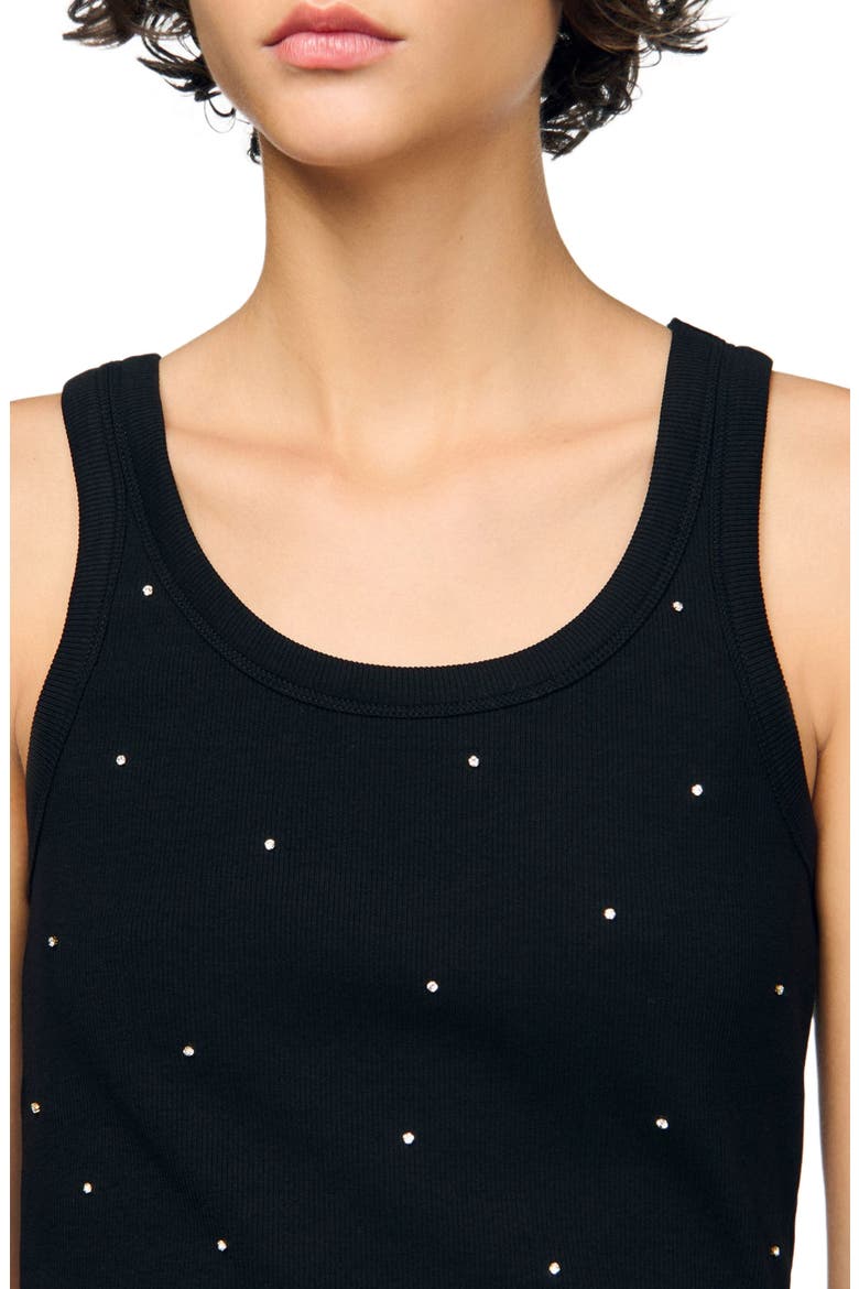 Jersey tank with rhinestones, Alternate, color, Black