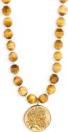 House of Olia Yoki Tiger's Eye Coin Pendant Necklace