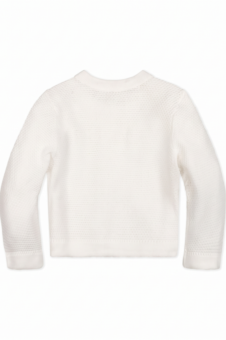 Kids' Organic Cropped Scallop Cardigan, Alternate, color, Soft White Tweed