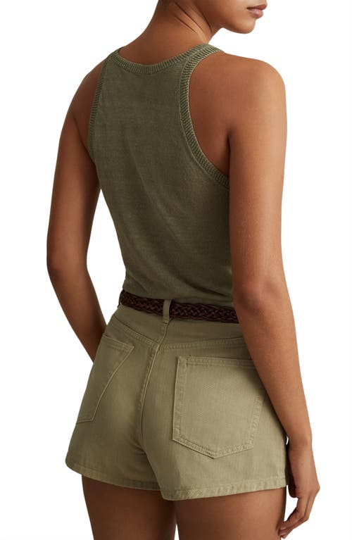 Reiss Colorado Twill High Rise Shorts In Khaki