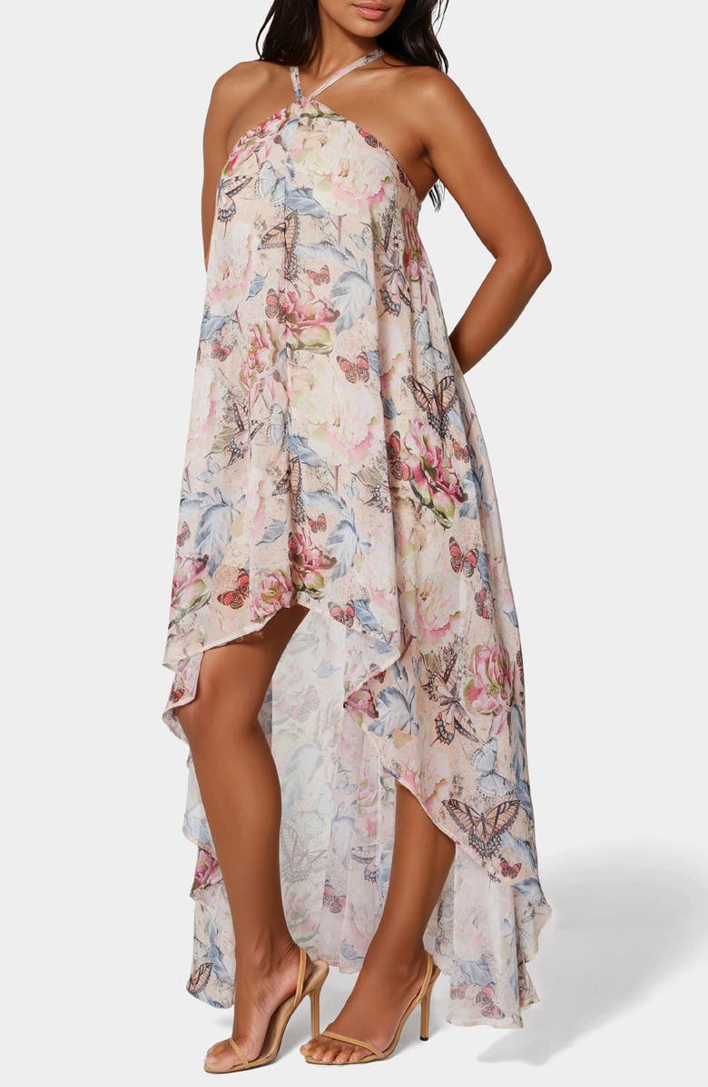 bebe Strappy High/Low Maxi Dress, Alternate, color, 