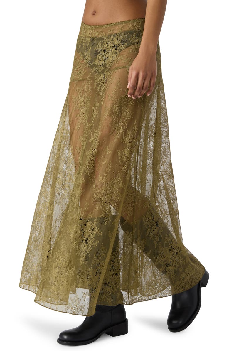 Steve Madden Veera Lace Maxi Skirt, Alternate, color, Deep Olive