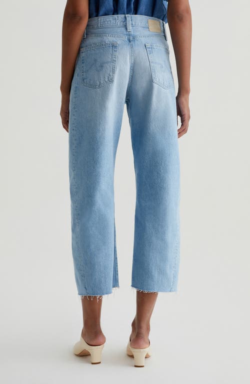 Ag Hattie Raw Hem High Waist Crop Barrel Leg Jeans In Sunrise