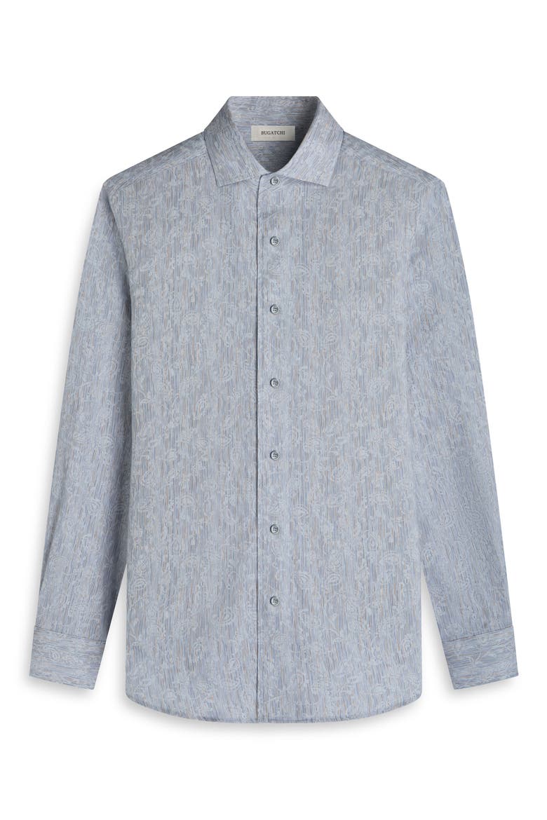 Alvin Trim Fit Shadow Paisley Cotton Button-Up Shirt, Alternate, color, STEEL