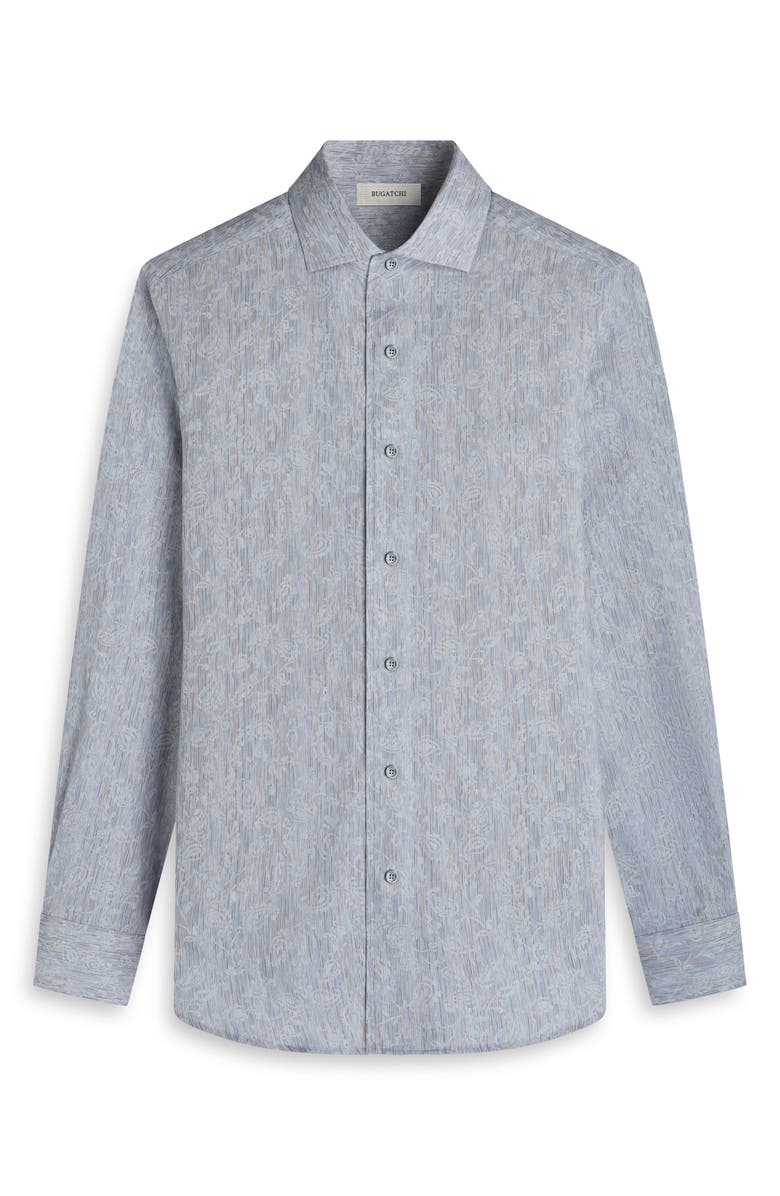 Bugatchi Alvin Trim Fit Shadow Paisley Cotton Button-Up Shirt, Alternate, color, Steel