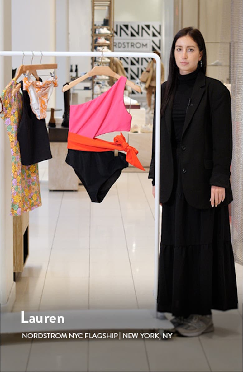 Carlie Cutout One-Shoulder Tie Waist One-Piece Swimsuit, sales video thumbnail