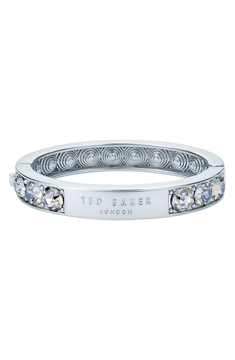 Ted Baker Rosie Crystal Hinged Bangle Bracelet, Main, color, Silver Tone / Smoked Crystal