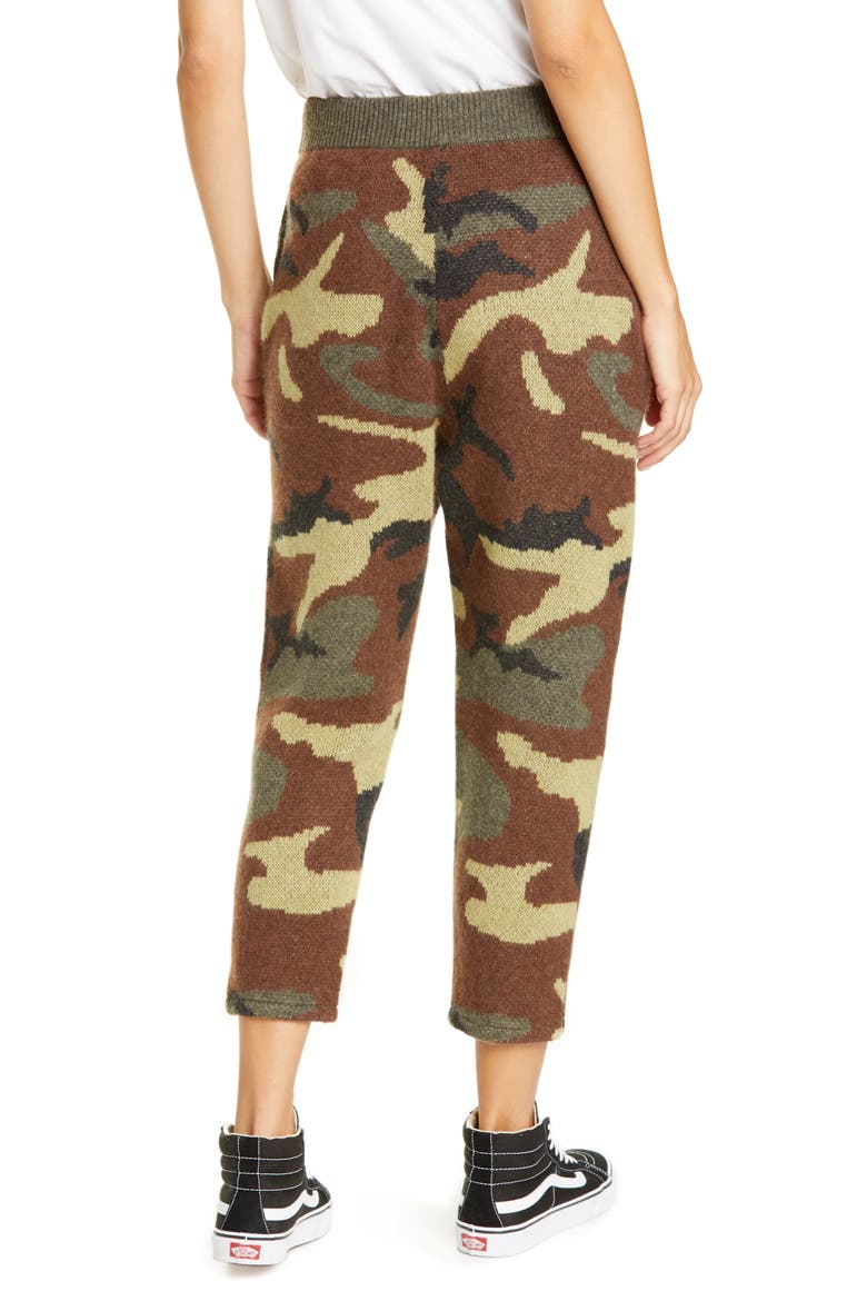 Camo Jacquard Cashmere Sweater Pants, Alternate, color, CAMO