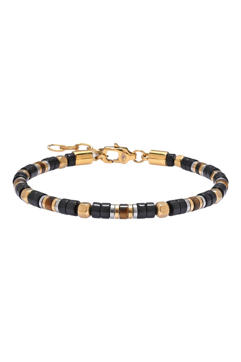 Men's Matthew Stone Beaded Bracelet, Main, color, GOLD