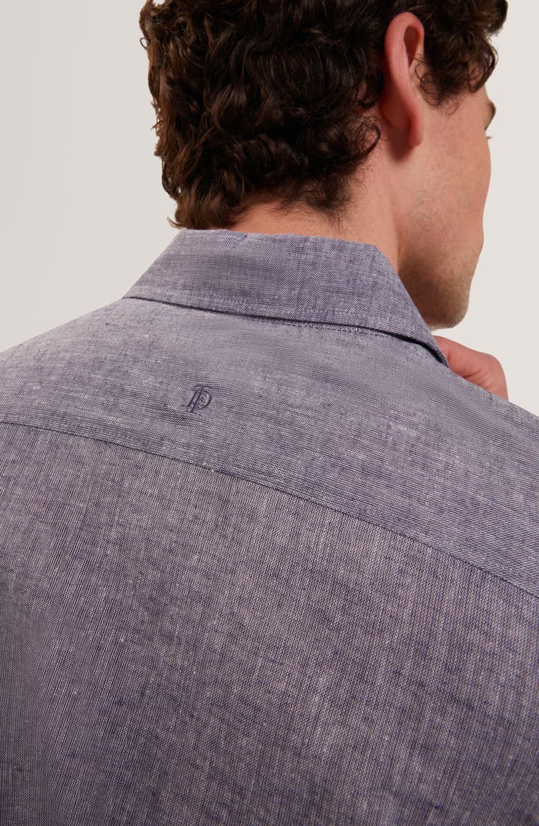 Ted Baker Prynn Regular Fit Linen & Cotton Button-Up Shirt, Alternate, color, Navy