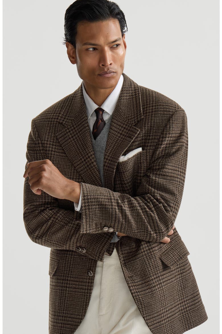 Cashmere Prince of Wales Tailor blazer, Alternate, color, Chestnut