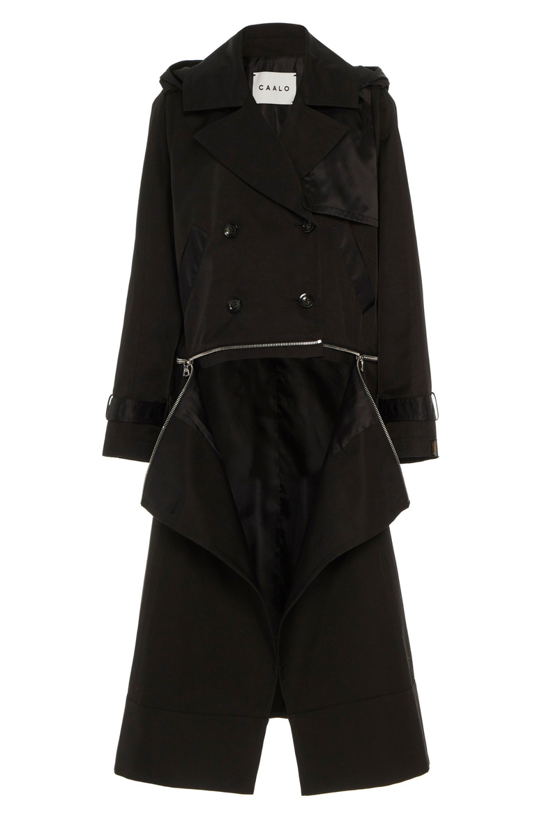 Water-Resistant Convertible Trench Coat, Alternate, color, Black