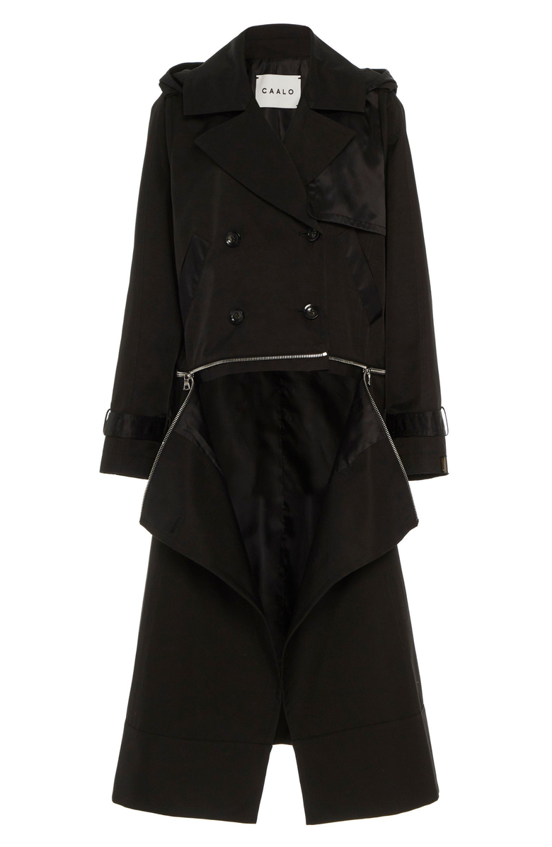 CAALO Water-Resistant Convertible Trench Coat, Alternate, color, Black