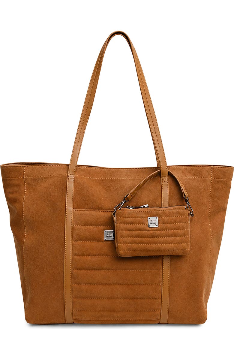 THINK ROYLN Boss Lady Tote, Main, color, Camel Suede
