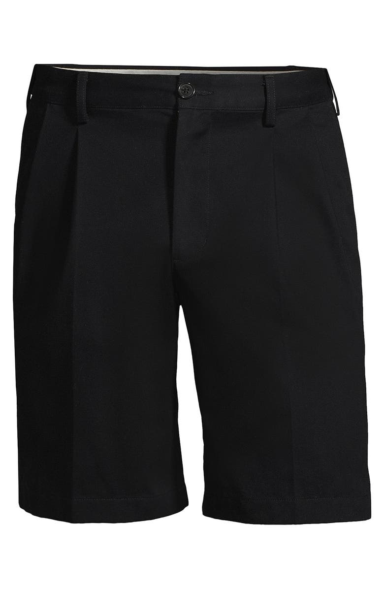 Lands' End Comfort Waist Pleated 9" No Iron Chino Shorts, Alternate, color, Black