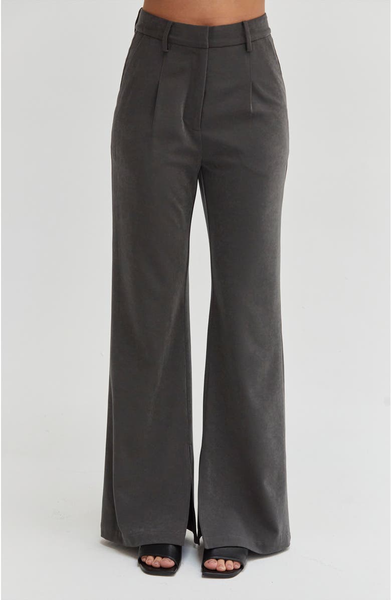 CRESCENT Brushed Ruched Button Up Top, Main, color, Charcoal