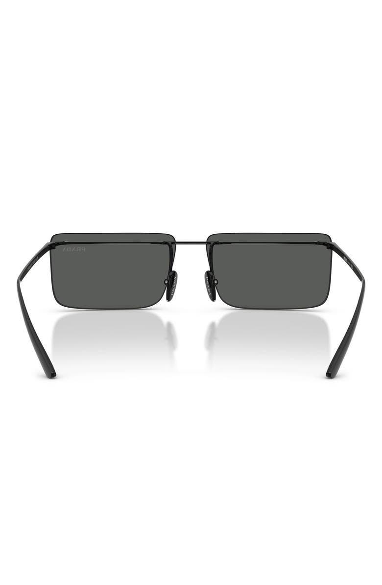Prada 60mm Rectangular Sunglasses, Alternate, color, Black/ White / Dark Grey