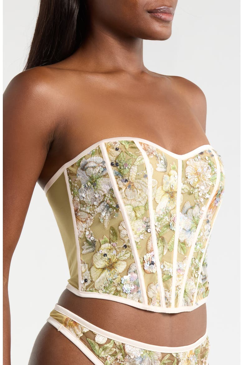 Sweetheart Embroidered Bustier, Alternate, color, CHAMPAGNE SPARKLE